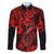 Hawaii Fish Hook Family Matching Off Shoulder Short Dress and Hawaiian Shirt Hibiscus Hawaii Tribal Tattoo Red Version LT01 Dad's Shirt - Long Sleeve Red - Polynesian Pride