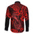 Hawaii Fish Hook Family Matching Off Shoulder Short Dress and Hawaiian Shirt Hibiscus Hawaii Tribal Tattoo Red Version LT01 - Polynesian Pride