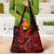 Hawaii Fish Hook Grocery Bag Hibiscus Hawaii Tribal Tattoo Red Version