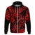 Hawaii Fish Hook Hoodie Hibiscus Hawaii Tribal Tattoo Red Version LT01 Zip Hoodie Red - Polynesian Pride