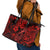 Hawaii Fish Hook Leather Tote Bag Hibiscus Hawaii Tribal Tattoo Red Version LT01 - Polynesian Pride