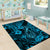 Hawaii Fish Hook Area Rug Hibiscus Hawaii Tribal Tattoo Sky Blue Version LT01 - Polynesian Pride