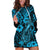 Hawaii Fish Hook Hoodie Dress Hibiscus Hawaii Tribal Tattoo Sky Blue Version LT01 Blue - Polynesian Pride