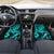 Hawaii Fish Hook Car Mats Hibiscus Hawaii Tribal Tattoo Turquoise Version LT01 - Polynesian Pride