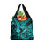 Hawaii Fish Hook Grocery Bag Hibiscus Hawaii Tribal Tattoo Turquoise Version