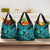 Hawaii Fish Hook Grocery Bag Hibiscus Hawaii Tribal Tattoo Turquoise Version