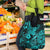 Hawaii Fish Hook Grocery Bag Hibiscus Hawaii Tribal Tattoo Turquoise Version