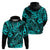 Hawaii Fish Hook Hoodie Hibiscus Hawaii Tribal Tattoo Turquoise Version LT01 - Polynesian Pride