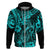 Hawaii Fish Hook Hoodie Hibiscus Hawaii Tribal Tattoo Turquoise Version LT01 Zip Hoodie Turquoise - Polynesian Pride