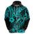 Hawaii Fish Hook Hoodie Hibiscus Hawaii Tribal Tattoo Turquoise Version LT01 - Polynesian Pride