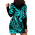 Hawaii Fish Hook Hoodie Dress Hibiscus Hawaii Tribal Tattoo Turquoise Version LT01 - Polynesian Pride