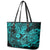 Hawaii Fish Hook Leather Tote Bag Hibiscus Hawaii Tribal Tattoo Turquoise Version LT01 - Polynesian Pride