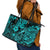 Hawaii Fish Hook Leather Tote Bag Hibiscus Hawaii Tribal Tattoo Turquoise Version LT01 - Polynesian Pride