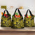 Hawaii Fish Hook Grocery Bag Hibiscus Hawaii Tribal Tattoo Yellow Version