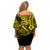 Hawaii Fish Hook Off Shoulder Short Dress Hibiscus Hawaii Tribal Tattoo Yellow Version LT01 - Polynesian Pride