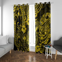 Hawaii Fish Hook Window Curtain Hibiscus Hawaii Tribal Tattoo Yellow Version LT01 - Polynesian Pride