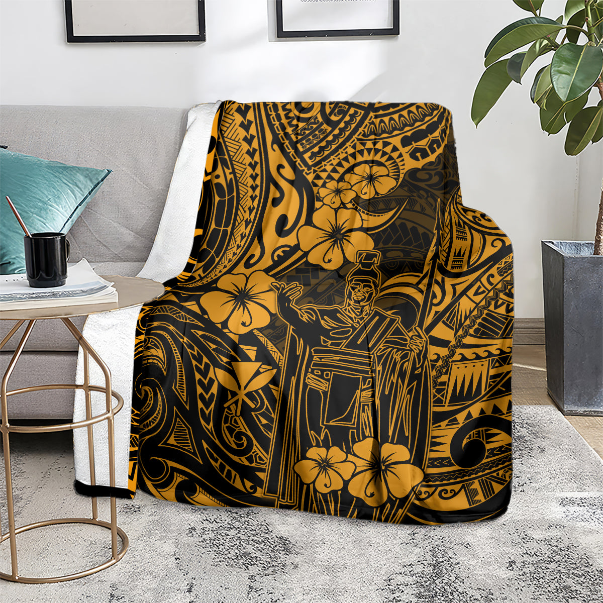 Hawaii King Kamehameha Blanket Polynesian Pattern Gold Version LT01 - Polynesian Pride