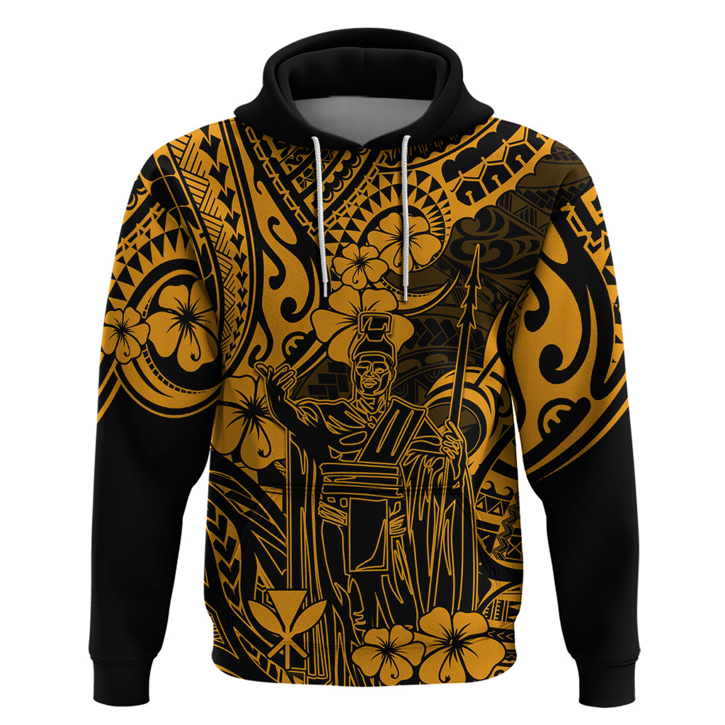 Hawaii King Kamehameha Hoodie Polynesian Pattern Gold Version LT01 Pullover Hoodie Gold - Polynesian Pride