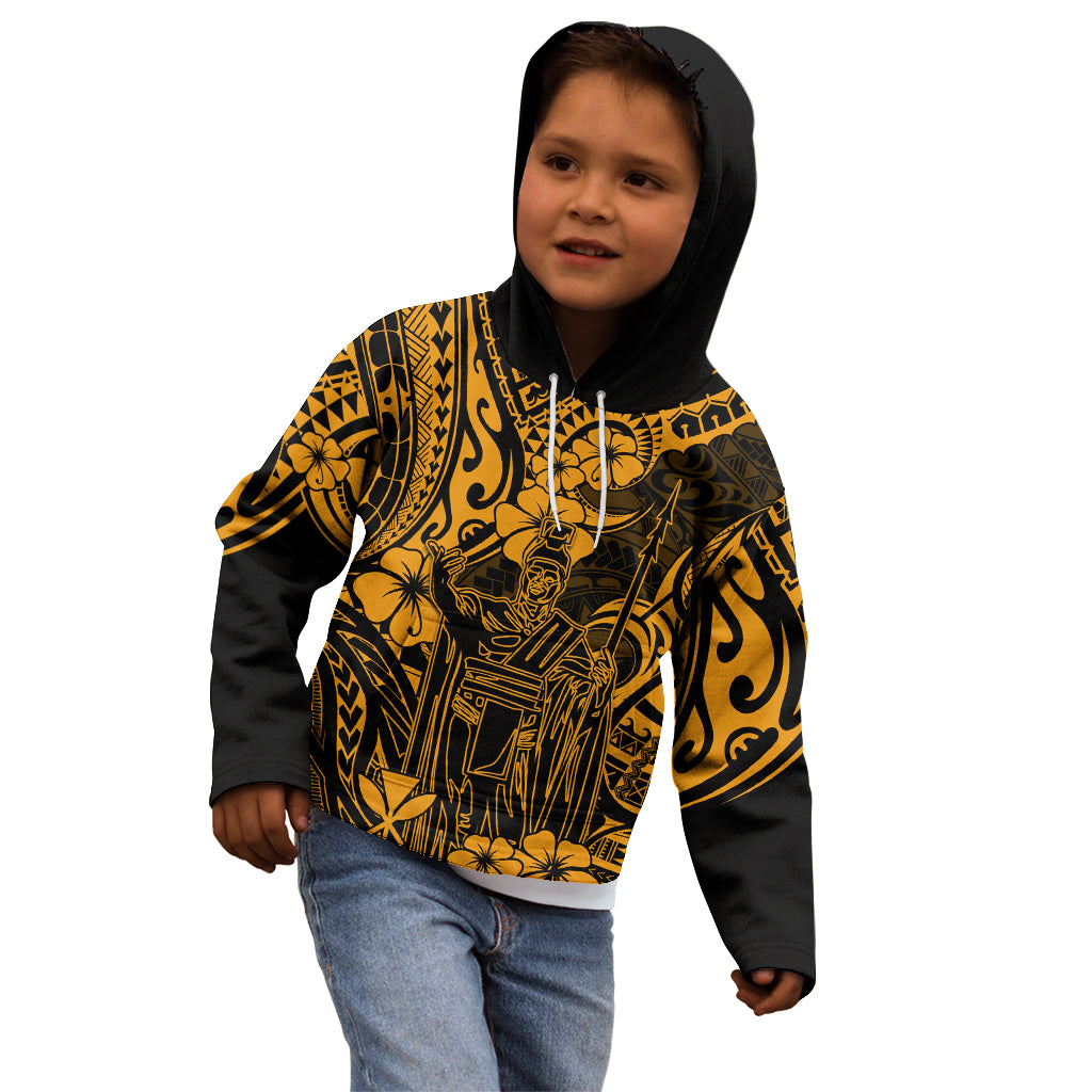 Hawaii King Kamehameha Kid Hoodie Polynesian Pattern Gold Version LT01 - Polynesian Pride