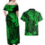 Hawaii King Kamehameha Couples Matching Off Shoulder Maxi Dress and Hawaiian Shirt Polynesian Pattern Green Version LT01 - Polynesian Pride