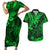 Hawaii King Kamehameha Couples Matching Short Sleeve Bodycon Dress and Hawaiian Shirt Polynesian Pattern Green Version LT01 Green - Polynesian Pride