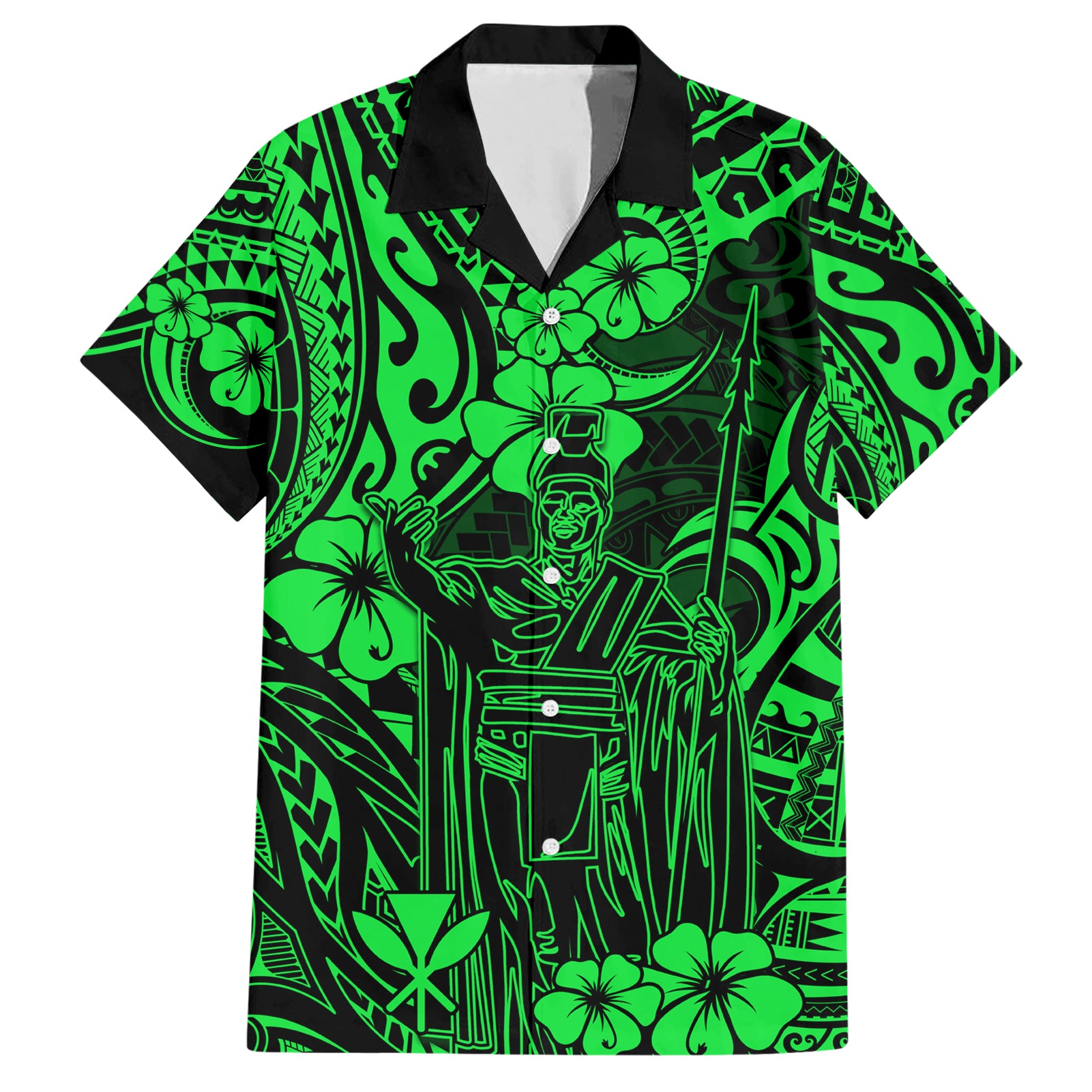 Hawaii King Kamehameha Hawaiian Shirt Polynesian Pattern Green Version LT01 Green - Polynesian Pride