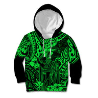 Hawaii King Kamehameha Kid Hoodie Polynesian Pattern Green Version LT01 Green - Polynesian Pride