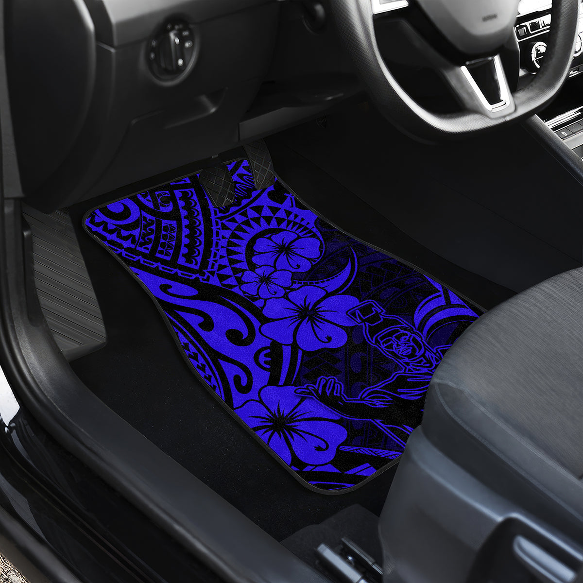 Hawaii King Kamehameha Car Mats Polynesian Pattern Navy Blue Version LT01 - Polynesian Pride