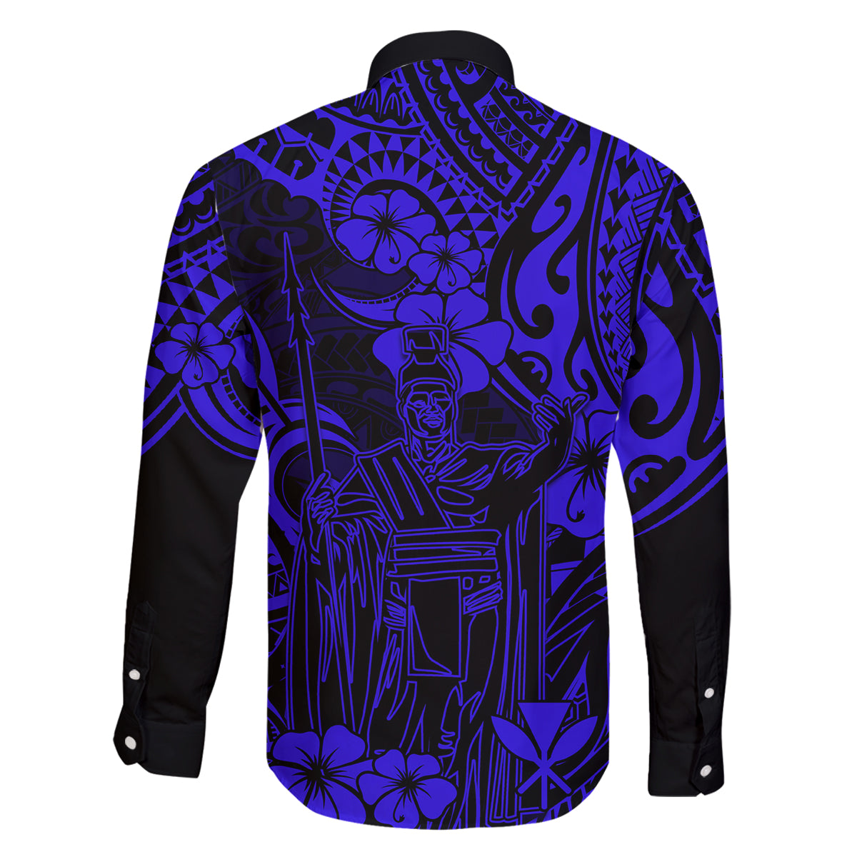 Hawaii King Kamehameha Family Matching Summer Maxi Dress and Hawaiian Shirt Polynesian Pattern Navy Blue Version LT01 - Polynesian Pride