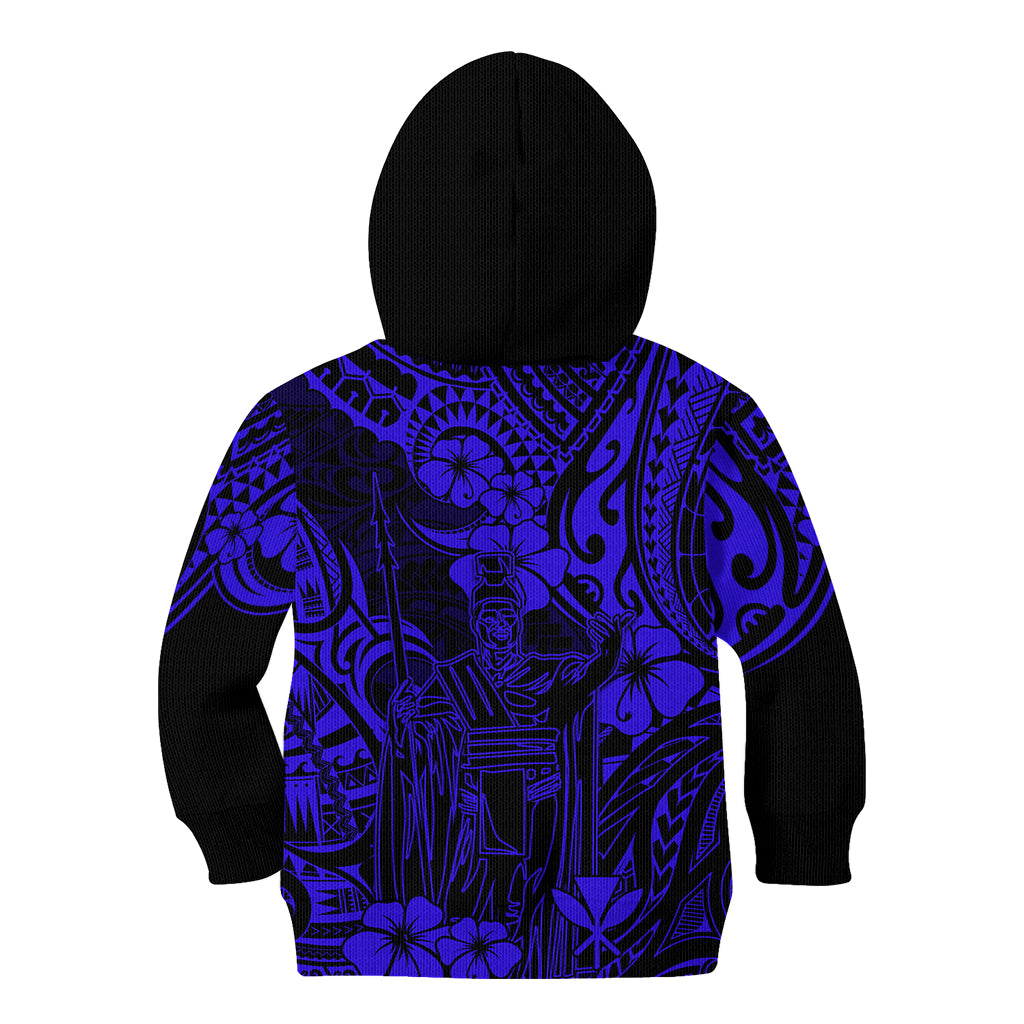 Hawaii King Kamehameha Kid Hoodie Polynesian Pattern Navy Blue Version LT01 - Polynesian Pride