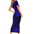 Hawaii King Kamehameha Short Sleeve Bodycon Dress Polynesian Pattern Navy Blue Version LT01 - Polynesian Pride