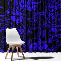 Hawaii King Kamehameha Window Curtain Polynesian Pattern Navy Blue Version LT01 - Polynesian Pride