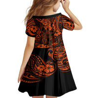 Hawaii King Kamehameha Family Matching Off Shoulder Maxi Dress and Hawaiian Shirt Polynesian Pattern Orange Version LT01 - Polynesian Pride
