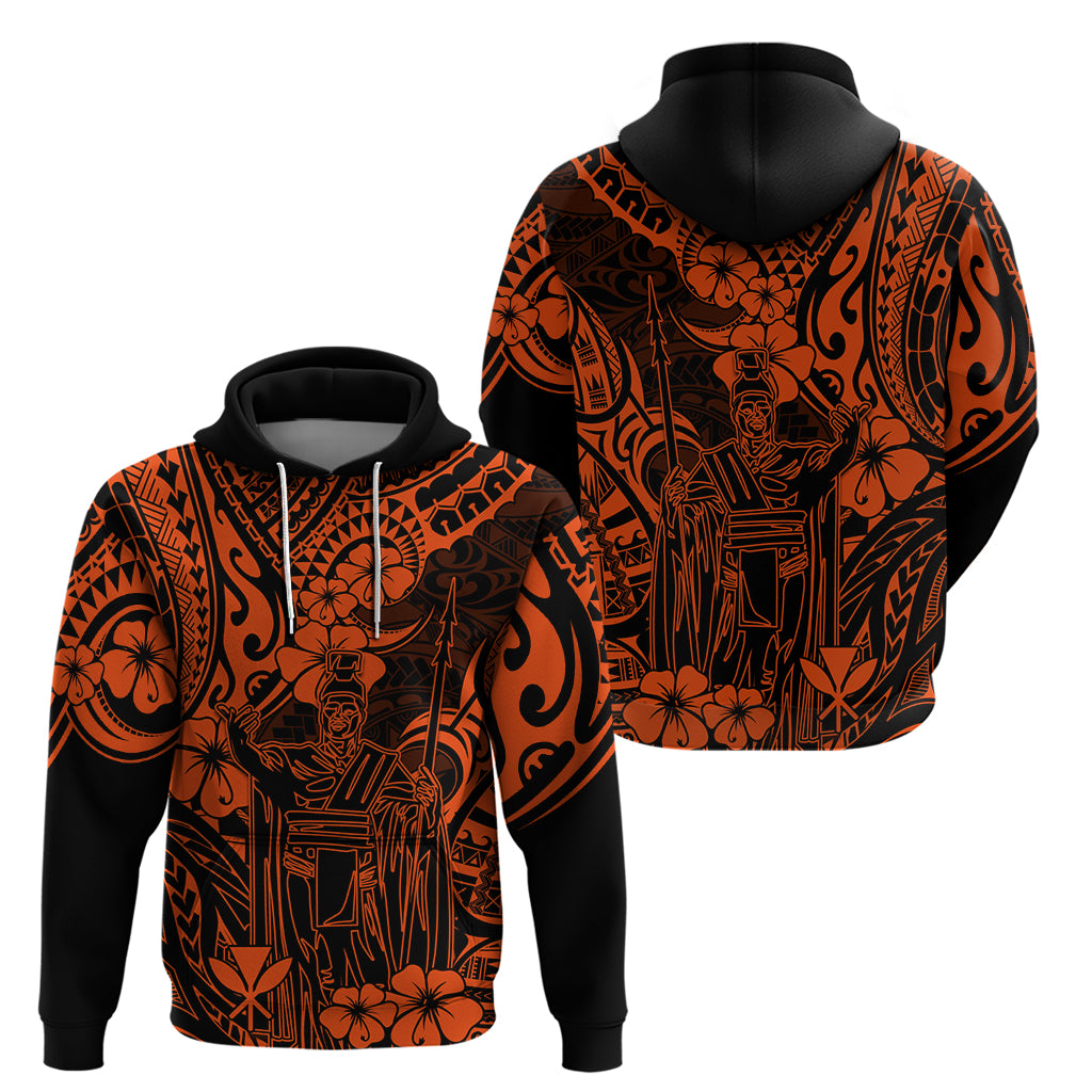 Hawaii King Kamehameha Hoodie Polynesian Pattern Orange Version LT01 - Polynesian Pride