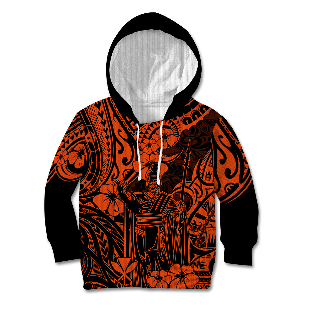 Hawaii King Kamehameha Kid Hoodie Polynesian Pattern Orange Version LT01 Orange - Polynesian Pride