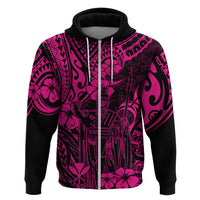 Hawaii King Kamehameha Hoodie Polynesian Pattern Pink Version LT01 Zip Hoodie Pink - Polynesian Pride
