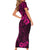 Hawaii King Kamehameha Short Sleeve Bodycon Dress Polynesian Pattern Pink Version LT01 - Polynesian Pride