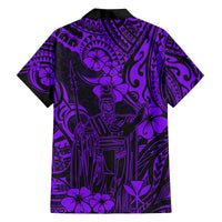 Hawaii King Kamehameha Family Matching Long Sleeve Bodycon Dress and Hawaiian Shirt Polynesian Pattern Purple Version LT01 - Polynesian Pride