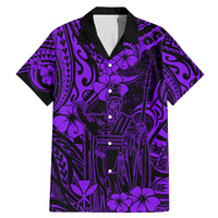 Hawaii King Kamehameha Family Matching Mermaid Dress and Hawaiian Shirt Polynesian Pattern Purple Version LT01 Dad's Shirt - Short Sleeve Purple - Polynesian Pride