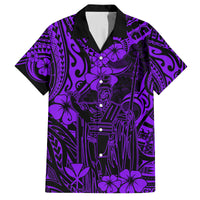 Hawaii King Kamehameha Family Matching Off Shoulder Long Sleeve Dress and Hawaiian Shirt Polynesian Pattern Purple Version LT01 Dad's Shirt - Short Sleeve Purple - Polynesian Pride