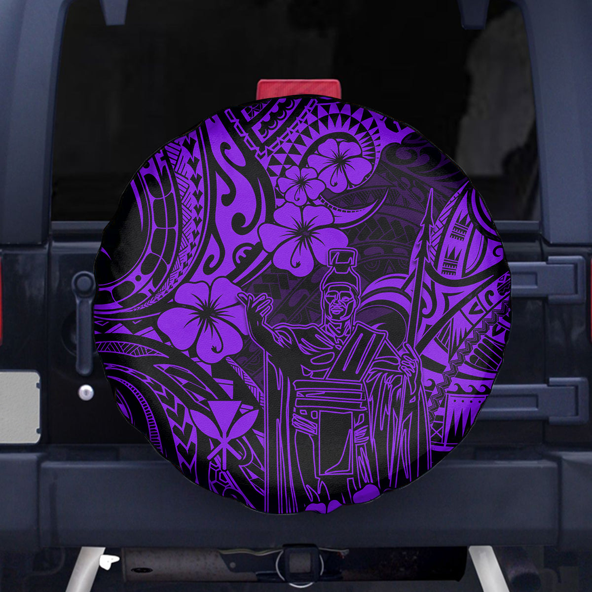 Hawaii King Kamehameha Spare Tire Cover Polynesian Pattern Purple Version LT01 - Polynesian Pride