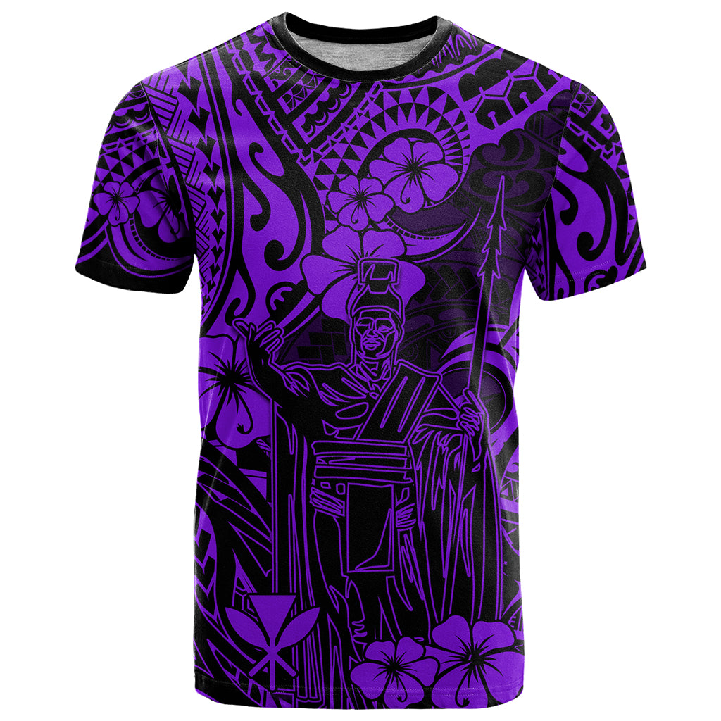 Hawaii King Kamehameha T Shirt Polynesian Pattern Purple Version LT01 Purple - Polynesian Pride