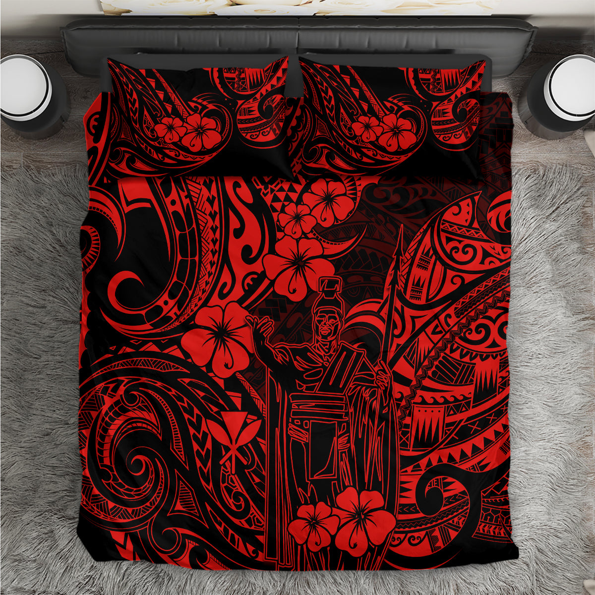 Hawaii King Kamehameha Bedding Set Polynesian Pattern Red Version LT01 Red - Polynesian Pride