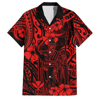 Hawaii King Kamehameha Family Matching Summer Maxi Dress and Hawaiian Shirt Polynesian Pattern Red Version LT01 Dad's Shirt - Short Sleeve Red - Polynesian Pride