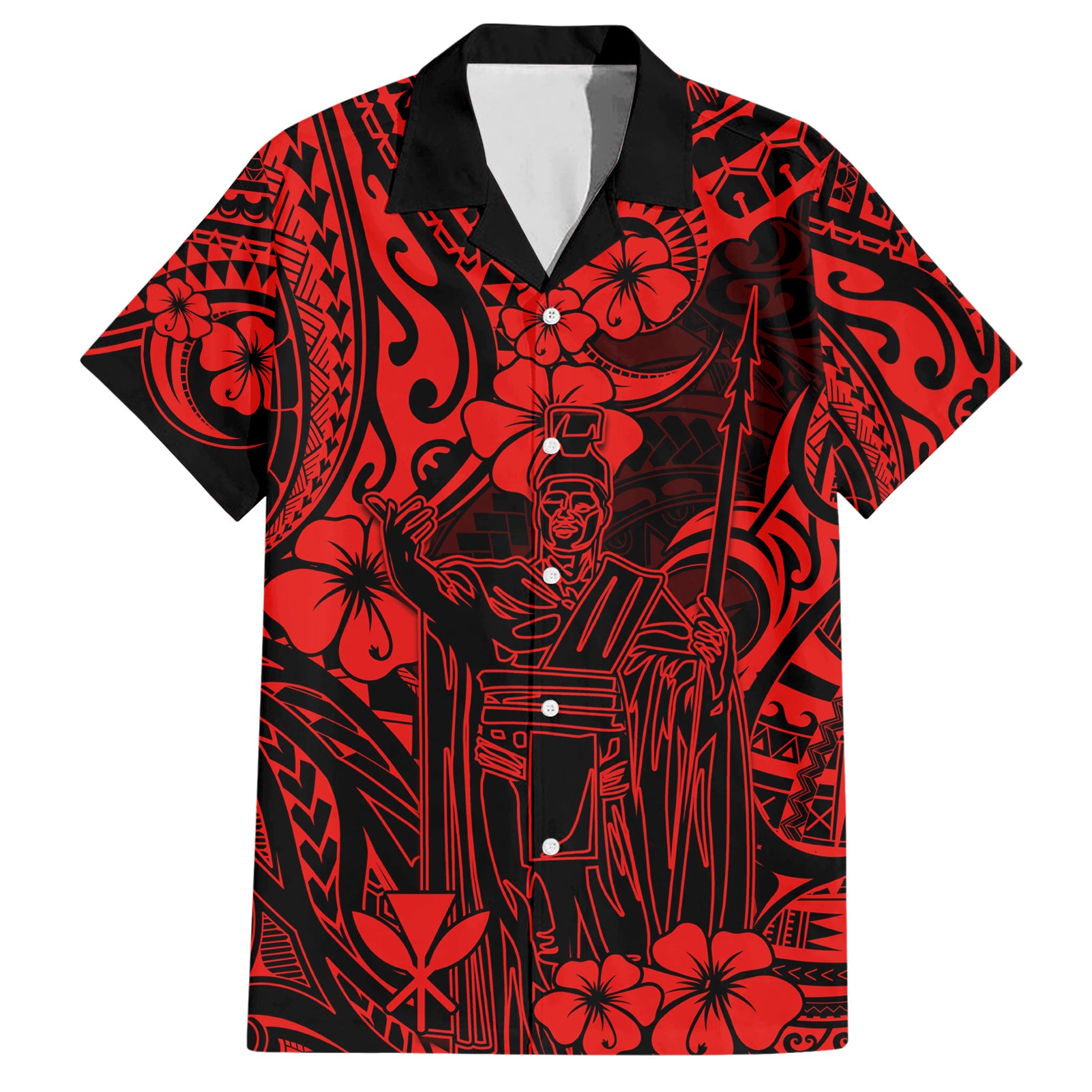 Hawaii King Kamehameha Hawaiian Shirt Polynesian Pattern Red Version LT01 Red - Polynesian Pride