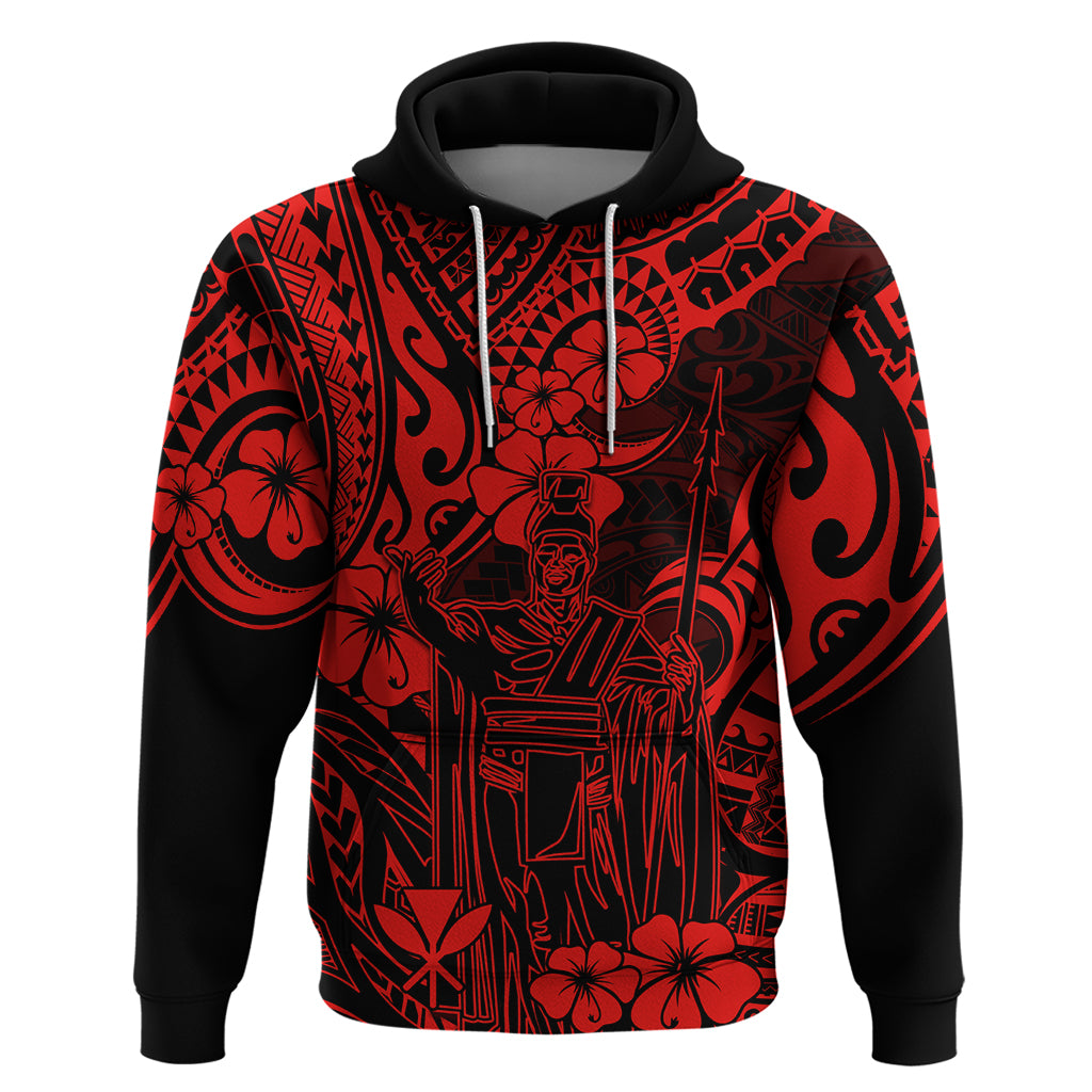 Hawaii King Kamehameha Hoodie Polynesian Pattern Red Version LT01 Pullover Hoodie Red - Polynesian Pride