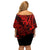 Hawaii King Kamehameha Off Shoulder Short Dress Polynesian Pattern Red Version LT01 - Polynesian Pride