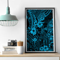 Hawaii King Kamehameha Canvas Wall Art Polynesian Pattern Sky Blue Version LT01 - Polynesian Pride