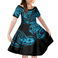 Hawaii King Kamehameha Kid Short Sleeve Dress Polynesian Pattern Sky Blue Version LT01 KID Blue - Polynesian Pride
