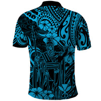 Hawaii King Kamehameha Polo Shirt Polynesian Pattern Sky Blue Version LT01 - Polynesian Pride